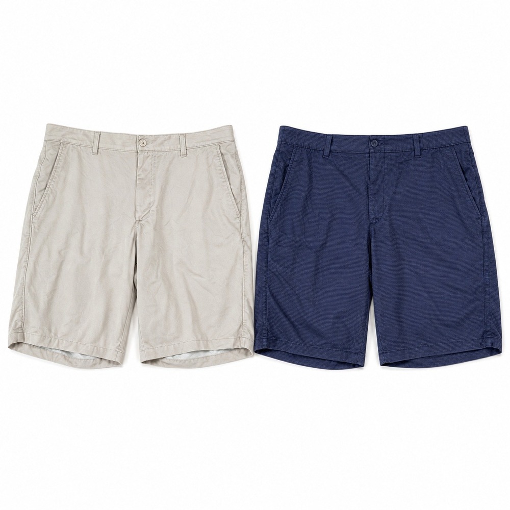 Under Armour Mens Golf Shorts Bundle 2 Pairs Khaki Navy Blue Size 42